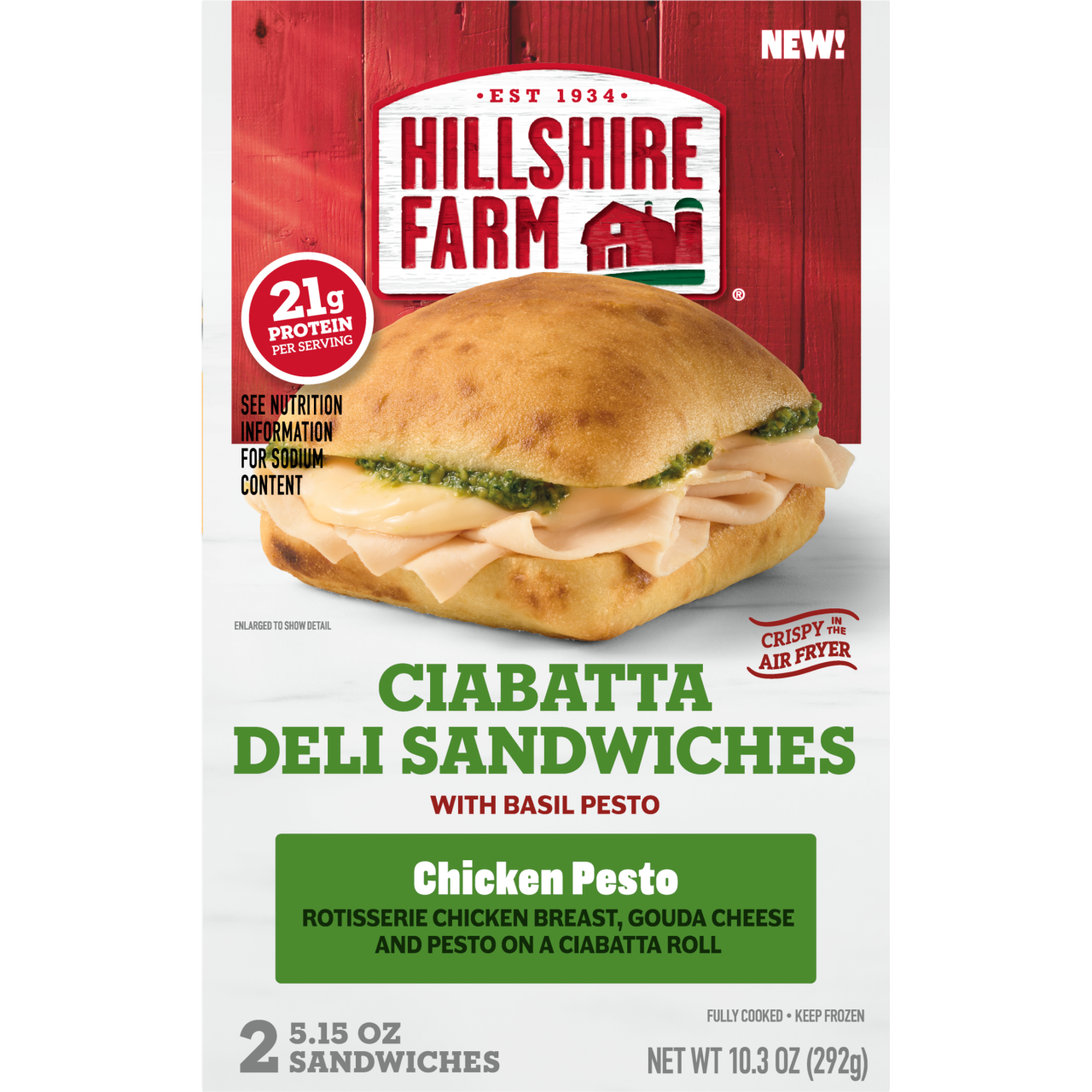 Chicken Pesto Ciabatta sandwich in Hillshire Farm packaging
