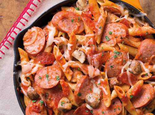 Smoked Sausage Pizza Pasta Skillet