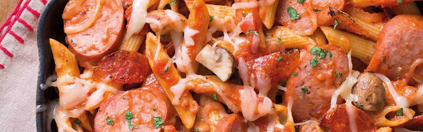 Smoked Sausage Pizza Pasta Skillet