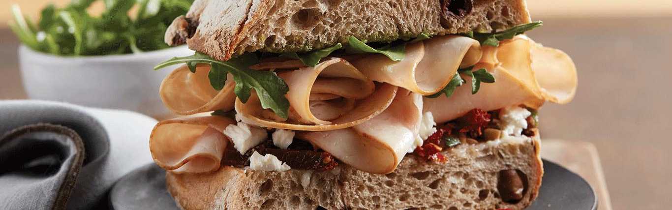 Mediterranean Sandwich with Hillshire Farm Ultra Thin Sliced Oven Roasted Turkey Breast