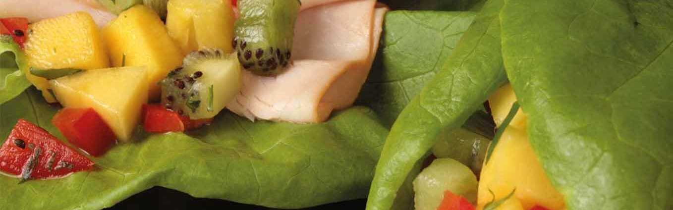 Turkey Lettuce Wrap with Fruit Salad