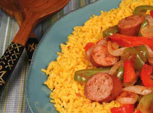 Spicy Yellow Rice And Smoked Sausage