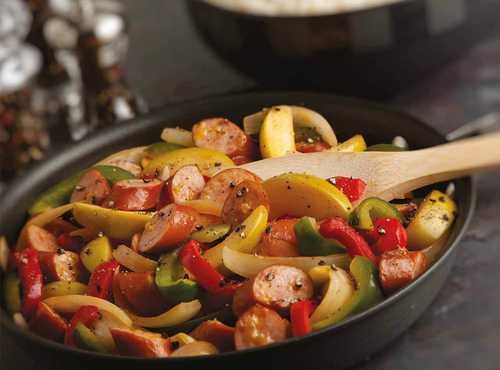 Cheddarwurst® Smoked Sausage Skillet with Apple