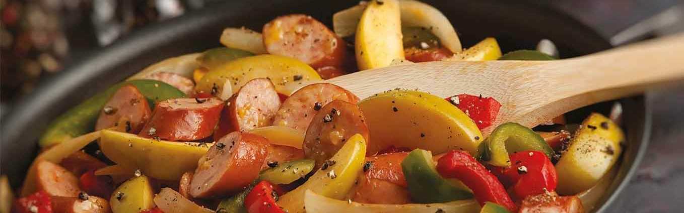 Cheddarwurst® Smoked Sausage Skillet with Apple