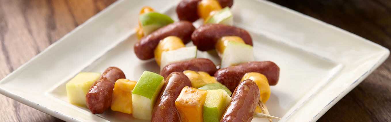 Honey Mustard Glazed Lit'l Smokies® Smoked Sausage, Apple and Cheddar Skewers