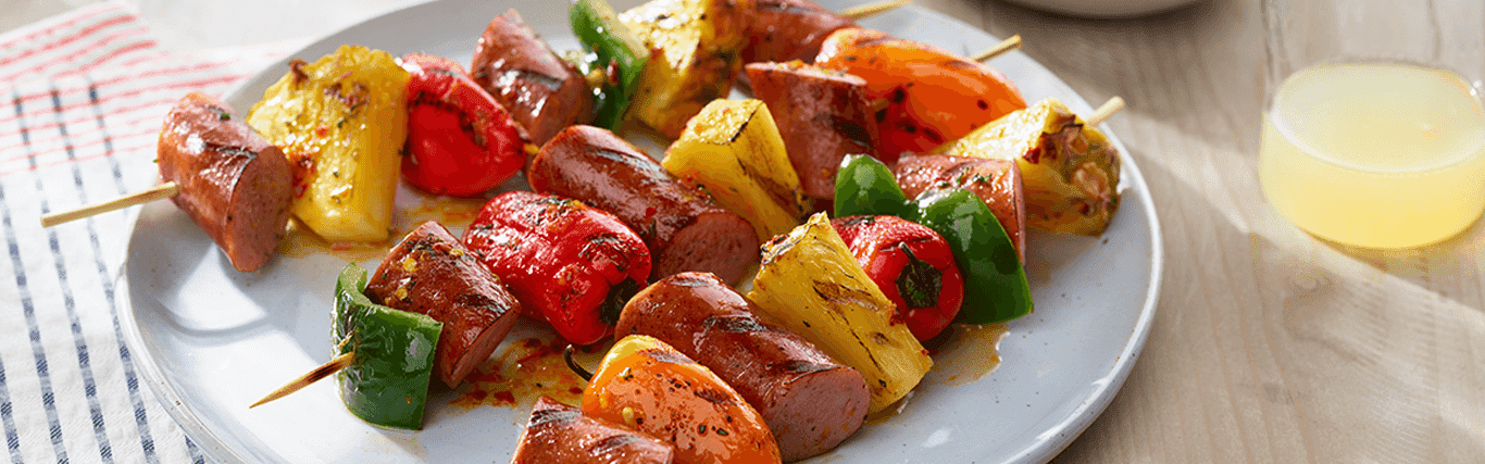 Glazed Sausage & Pineapple Kabobs