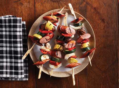 Sausage and Mushroom Kabobs