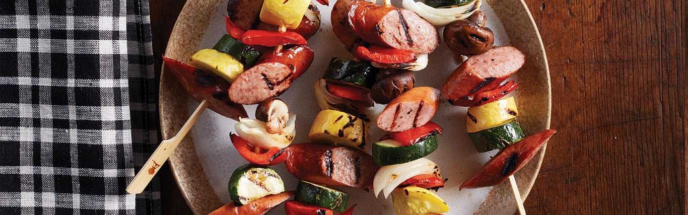 Sausage and Mushroom Kabobs