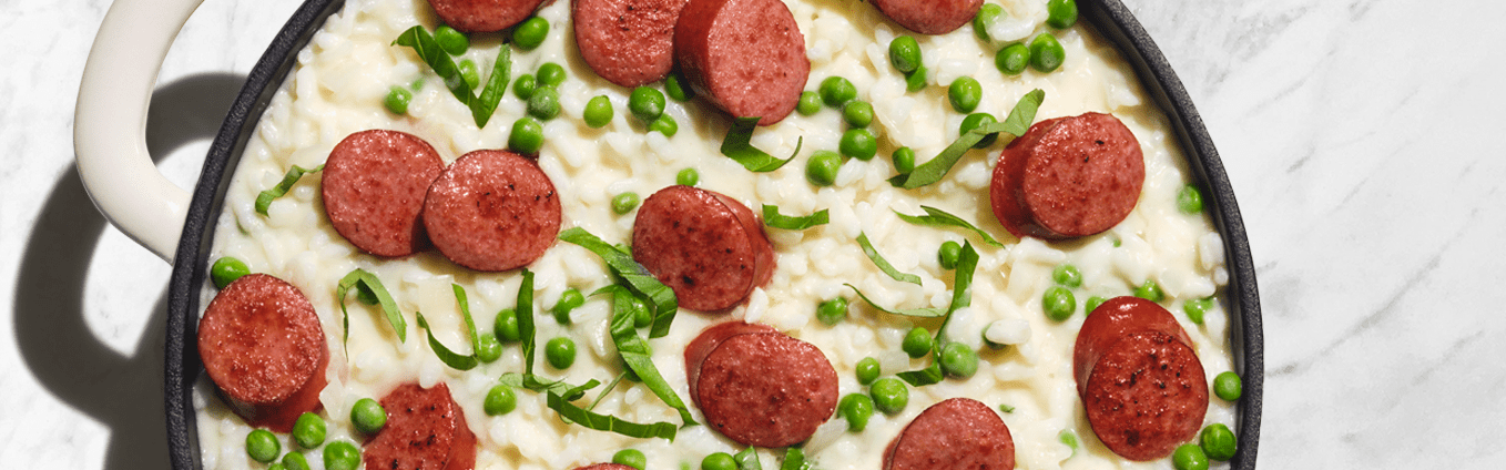  Smoked Sausage and Pea Risotto