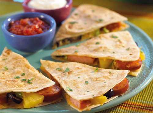 Pineapple & Sausage Quesadillas Recipe