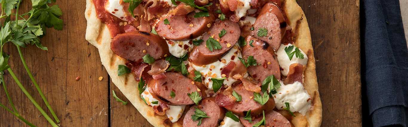 Grilled Burrata Pizza with Hillshire Farm® Smoked Sausage 