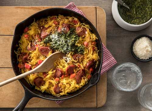 Sausage Pesto Spaghetti Squash Recipe