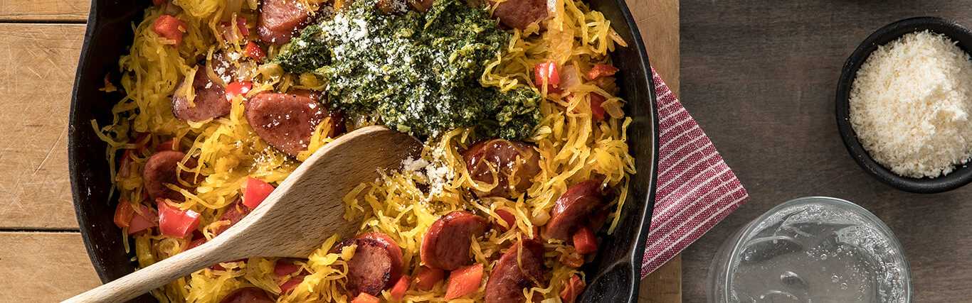 Sausage Pesto Spaghetti Squash Recipe