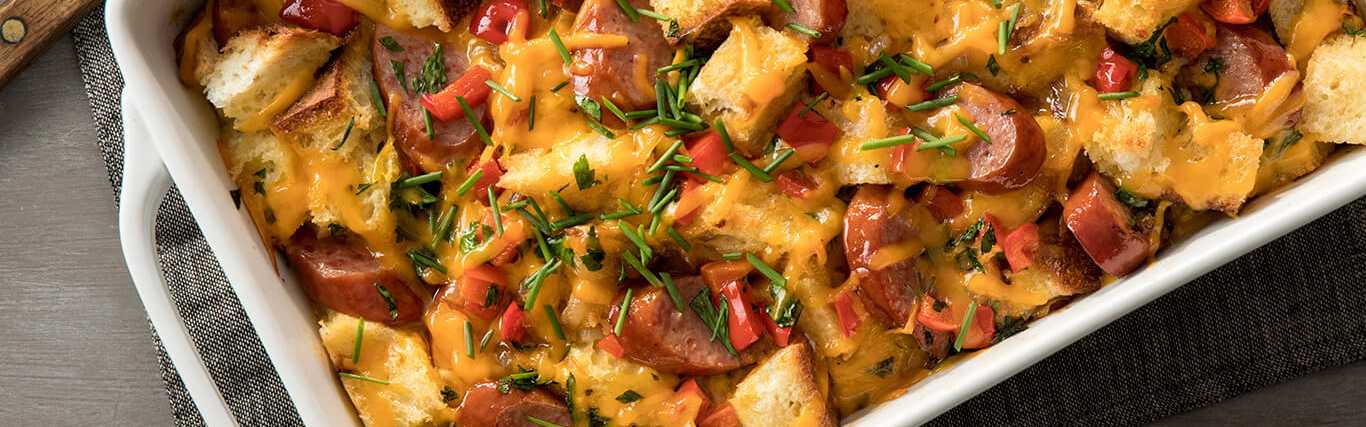 Hillshire Farm® Smoked Sausage and Cheddar Overnight Bread Pudding 