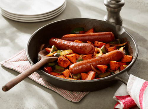 Sausage Links with Sweet Potato Hash