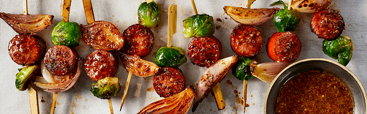 Smoked Sausage Skewers with Mustard