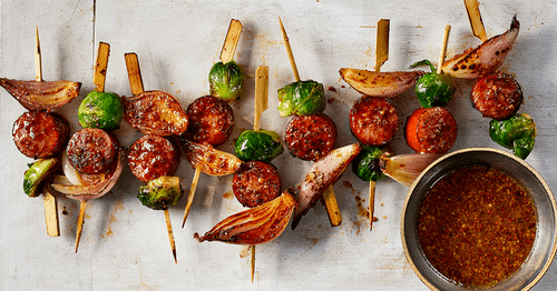 Smoked Sausage Skewers with Mustard