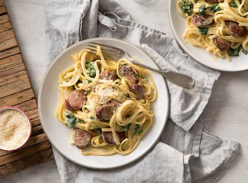 Linguine with Hillshire Farm® Smoked Sausage and Greens