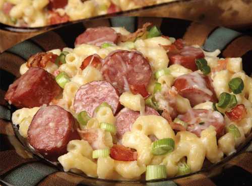Sausage & Bacon Baked Mac and Cheese