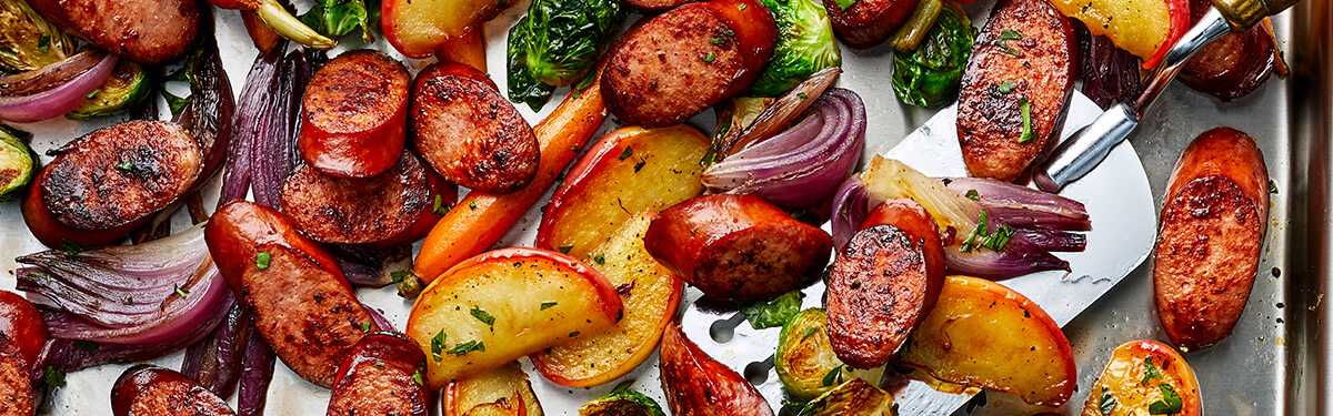 Autumn Sausage Veggie and Apple Sheet Pan Dinner - Cooking Classy