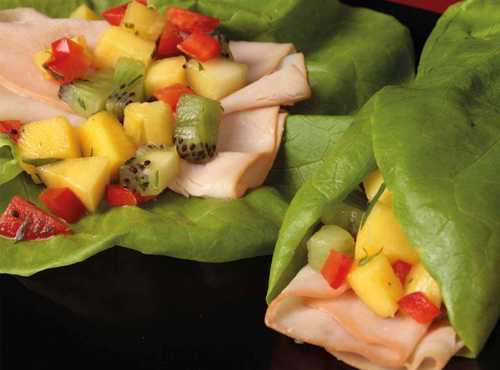 Turkey Lettuce Wrap with Fruit Salad